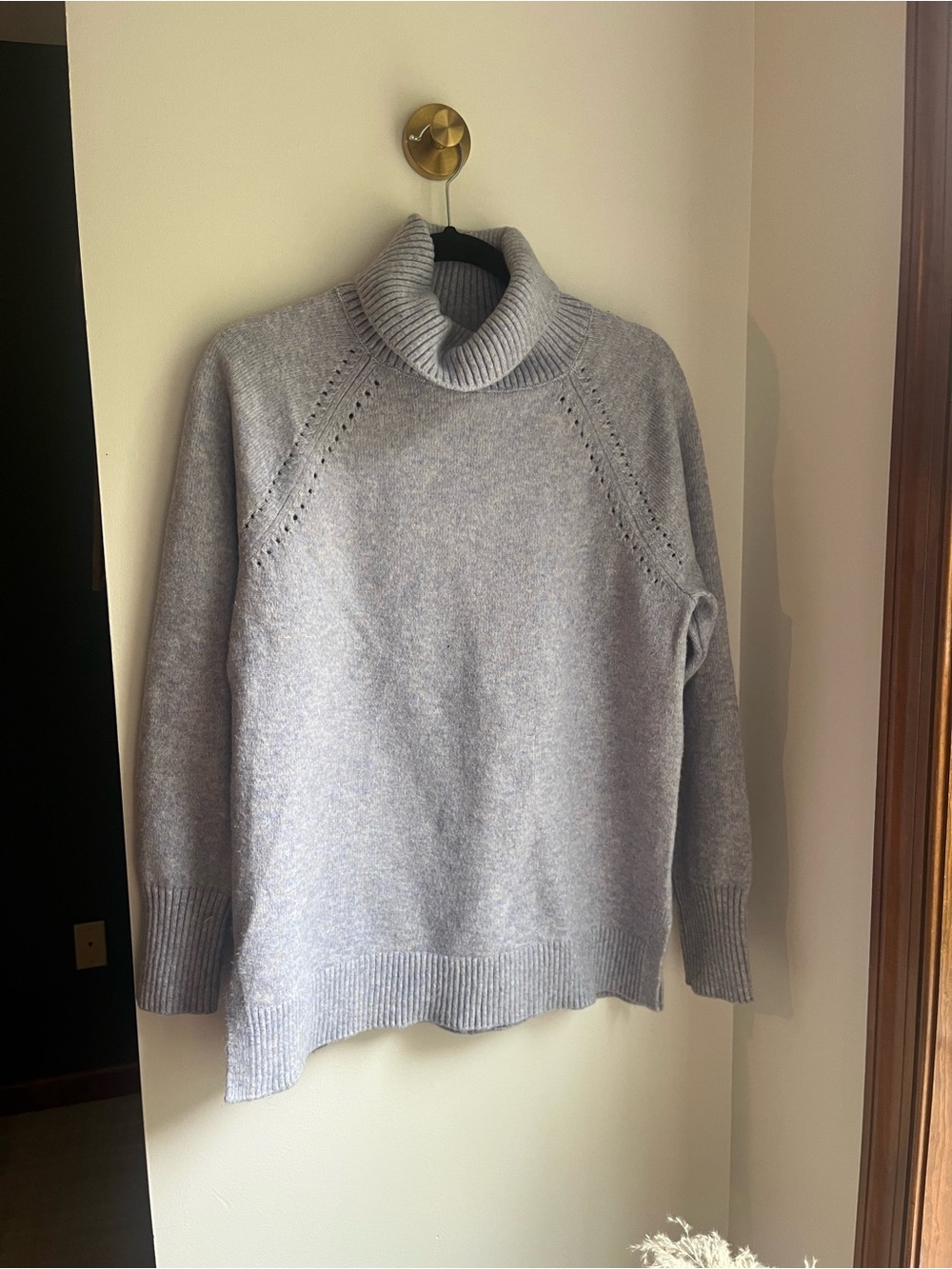 GAP Light Gray Turtleneck Eyelet Sweater